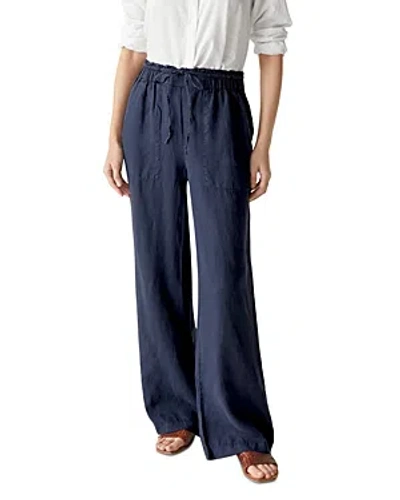 Michael Stars Jules Linen Wide Leg Drawstring Pants In Nocturnal