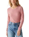 Michael Stars Juliet Long-sleeve Waffle-knit Tee In Berrywood