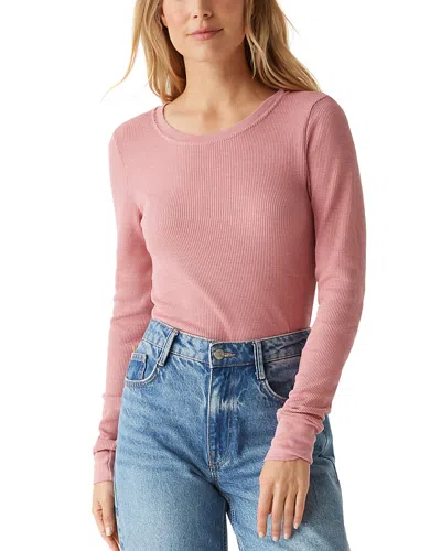 Michael Stars Juliet Long-sleeve Waffle-knit Tee In Berrywood