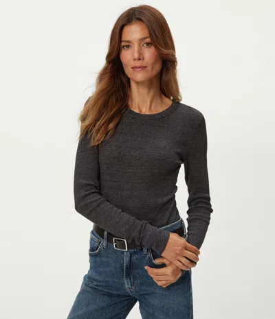 Michael Stars Juliet Thermal Tee In Charcoal