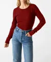 Michael Stars Juliet Thermal Tee In Carmine In Pink