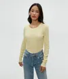 Shop Michael Stars Juliet Thermal Tee In Lemondade