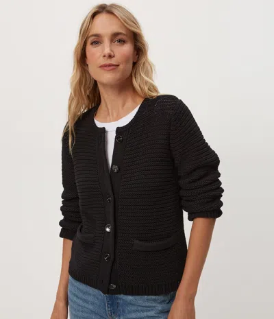 Michael Stars Kaden Crew Neck Cardigan In Black