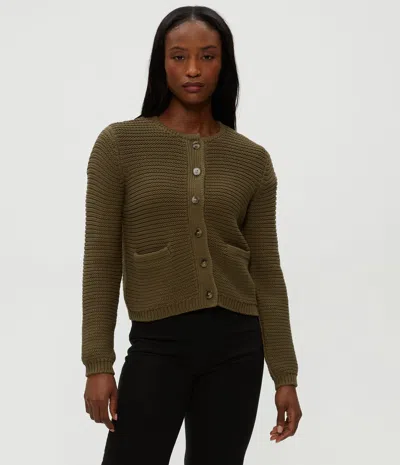 Michael Stars Kaden Crewneck Cardigan In Green