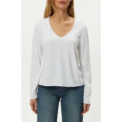 Michael Stars Kailee Long Sleeve V-neck Cotton T-shirt In Yellow