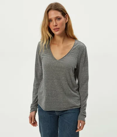 Michael Stars Kailee V-neck Long Sleeve Tee In Gray