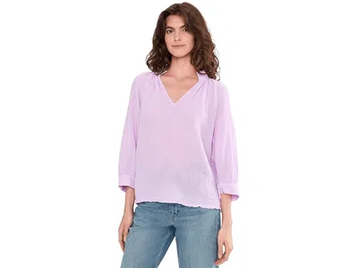 Michael Stars Kali 3/4 Sleeve Ruffle Neck In Purple
