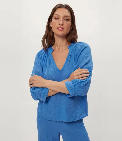 Michael Stars Kali Ruffle Neck Top In Animal Print