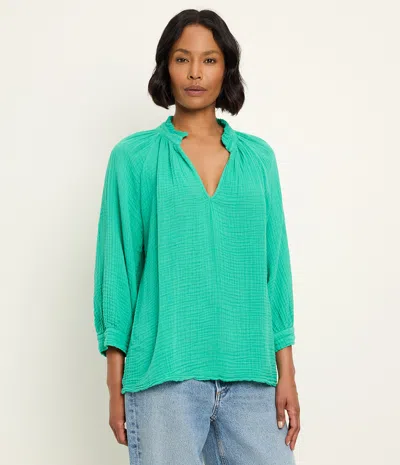 Michael Stars Kali Ruffle Neck Top In Green
