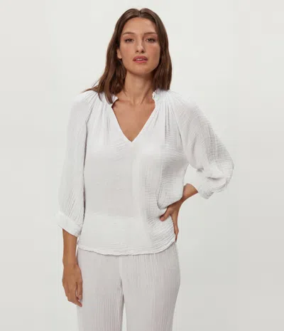 Michael Stars Kali Ruffle Neck Top In White