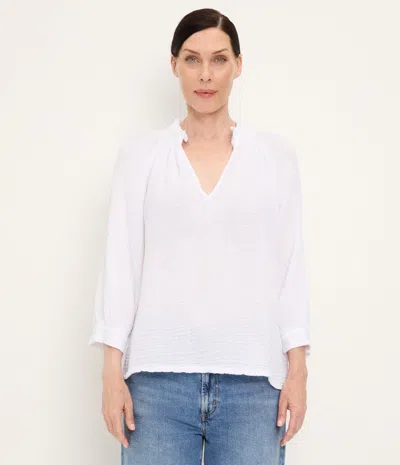 Michael Stars Kali Ruffle Neck Top In White