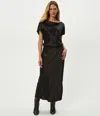 Michael Stars Karter Satin Midi Dress In Black