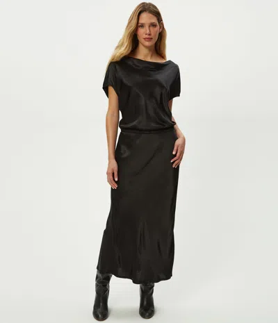Michael Stars Karter Satin Midi Dress In Black