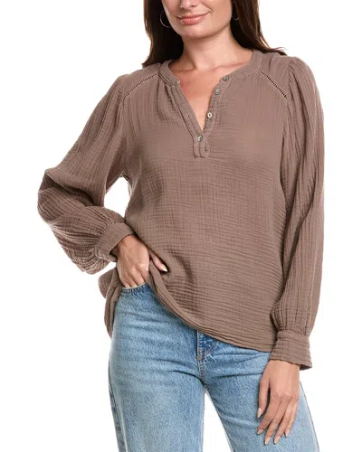 Michael Stars Kasey Peasant Top In Animal Print