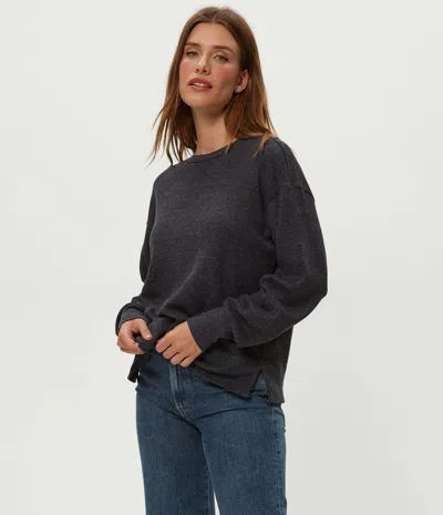 Michael Stars Keri Crew Neck Pullover Sweatshirt With Dorito In Black