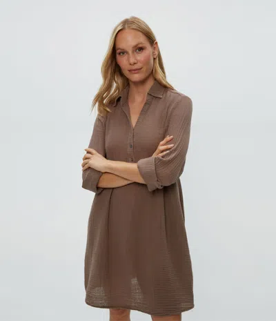Michael Stars Kimberly Shirt Waist Dress In Cobblestone