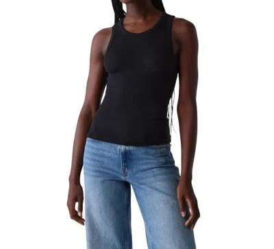 Michael Stars Kira Crinkle Knit Easy Tank Top In Black