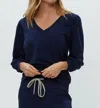 Michael Stars Kit V-neck Sweatshirt In Nocturnal In Blue