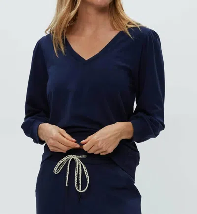 MICHAEL STARS KIT V-NECK SWEATSHIRT IN NOCTURNAL