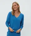 Michael Stars Kit V-neck Sweatshirt In Ocean