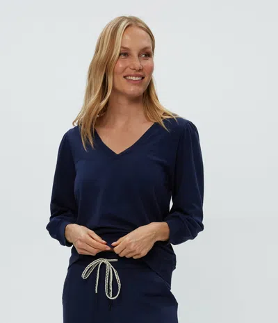 Michael Stars Kit V-neck Sweatshirt In Nocturnal In Blue