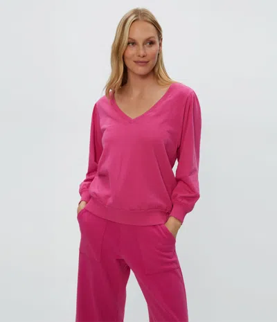 Michael Stars Kit V-neck Sweatshirt In Pitaya