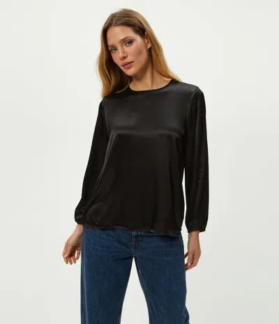 Michael Stars Lali Crew Neck Blouse In Black