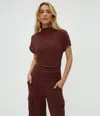 Michael Stars Lara Mock Neck Rib Sweater In Brown