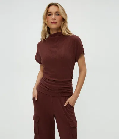 MICHAEL STARS LARA RIBBED MOCK NECK TOP