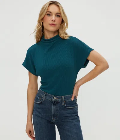 Michael Stars Lara Ribbed Mock Neck Top In Green