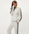 Michael Stars Latoya Stripe Accent Hoodie In White