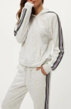 Michael Stars Latoya Stripe Accent Hoodie In White