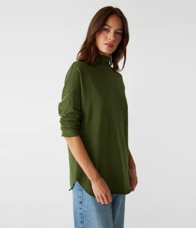 Michael Stars Laurel Mock Neck Top In Dark Matcha