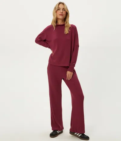 Michael Stars Leann Straight Rib Pant In Brown