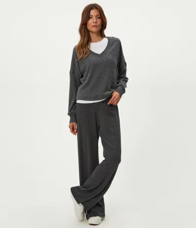Michael Stars Leann Straight Rib Pant In Gray