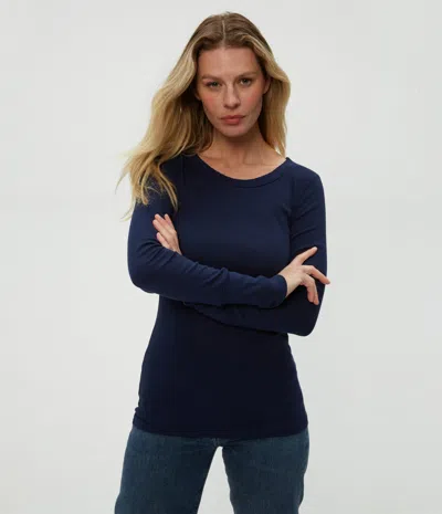 Michael Stars Legacy Supima Tee With Raw Edge In Blue