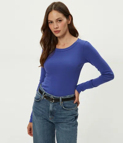 Michael Stars Legacy Supima Tee With Raw Edge In Blue