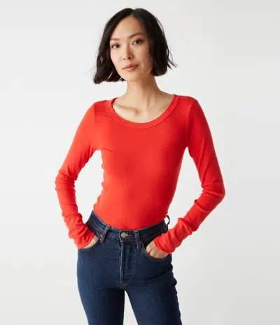 Michael Stars Legacy Supima Tee With Raw Edge In Cherry
