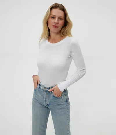 Michael Stars Legacy Supima Tee With Raw Edge In White