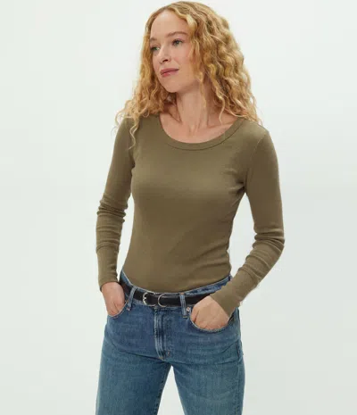 Michael Stars Legacy Supima Tee With Raw Edge In Green