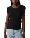 Michael Stars Leighton Power Shoulder Top In Black