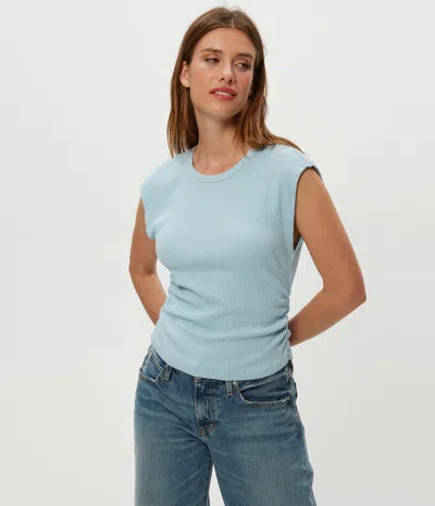 Michael Stars Leighton Power Shoulder Top In Blue