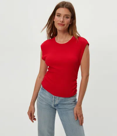 Michael Stars Leighton Power Shoulder Top In Red