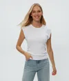 Michael Stars Leighton Power Shoulder Top In White