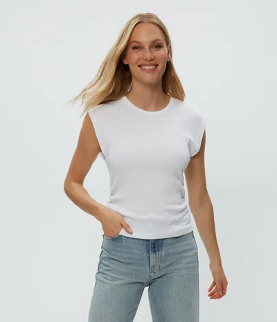 Michael Stars Leighton Power Shoulder Top In White