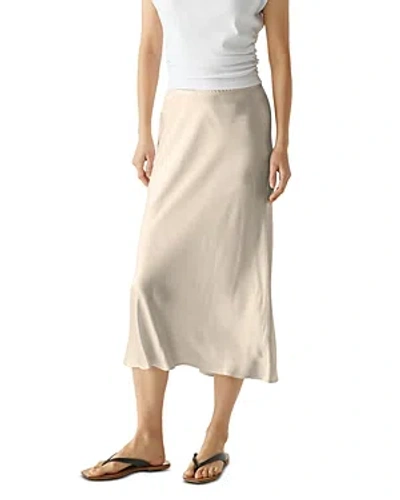 Michael Stars Leila Bias Cut Satin Skirt In Cement