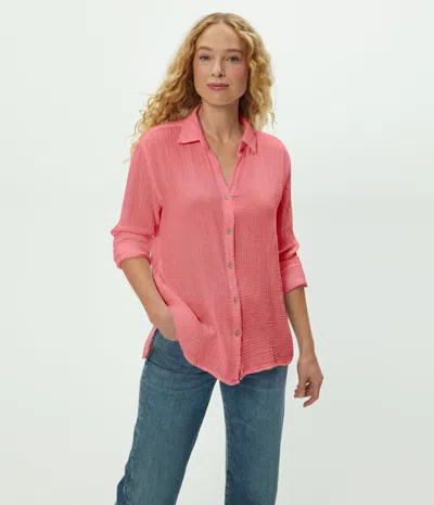 Michael Stars Leo Gauze Button Down Shirt In Pink