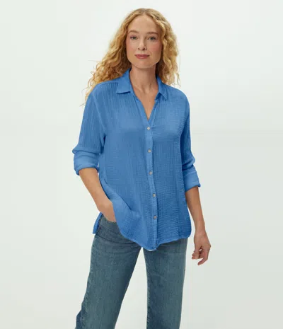 Michael Stars Leo Gauze Button Down Shirt In Blue