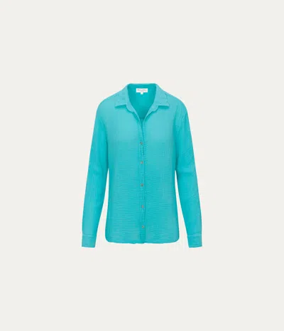 Michael Stars Leo Gauze Button Down Shirt In Blue