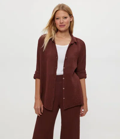 Michael Stars Relaxed Button Down Top In Brown